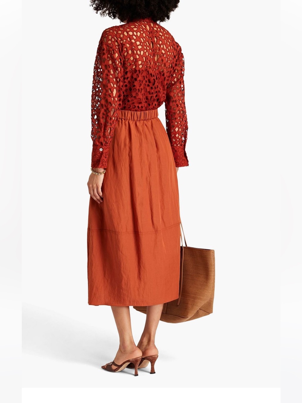 Vince Lace Cutout Button-Down Shirt